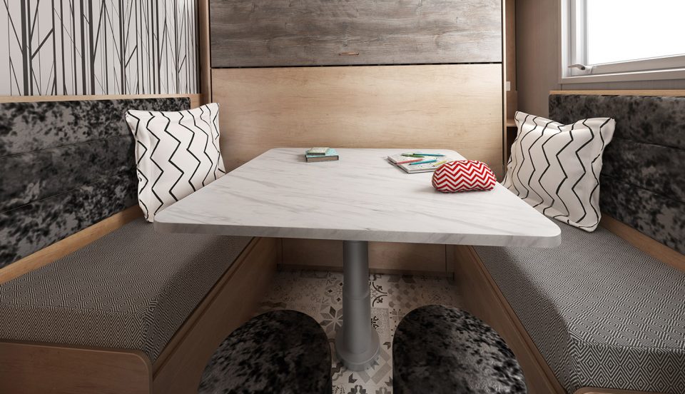 Family glamping pod dining table