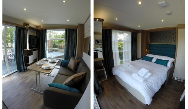 Hideaway glamping pod sitting area and bedroom Skelwith
