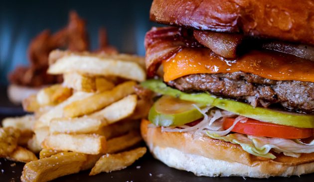 burger and chips